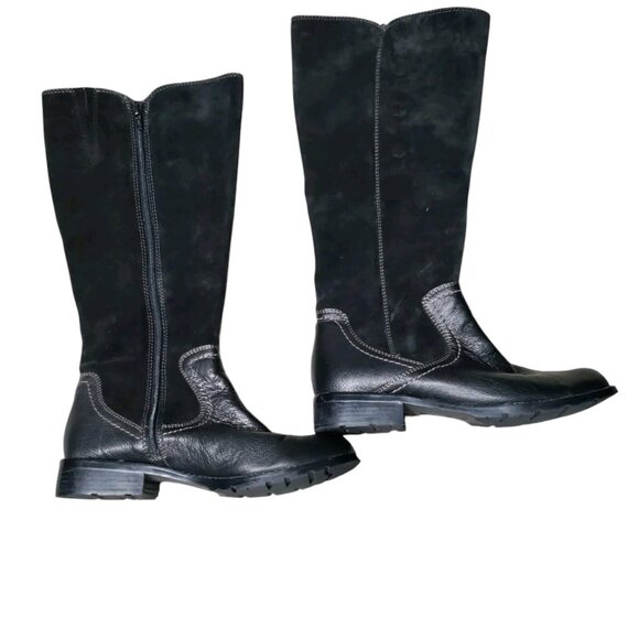 Sofft BERGAMO TALL RIDING BOOTS BLACK LEATHER &‎ SUEDE Size 10 - Picture 1 of 9